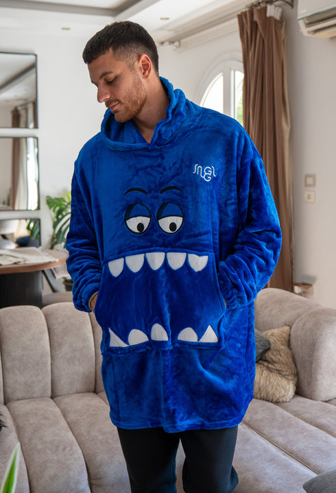 Snuggs Blanket Hoodie Royal Blue Monster